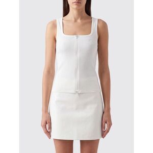 Courreges Women Courri�Ges Ribbed Stretch-Cotton Top With Square Neckline